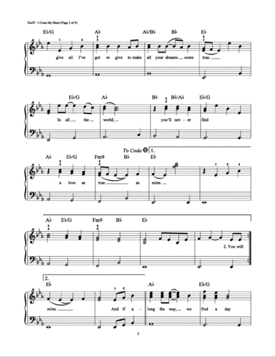 I Cross My Heart I Cross My Heart Easy Piano scores gallery preview page 3