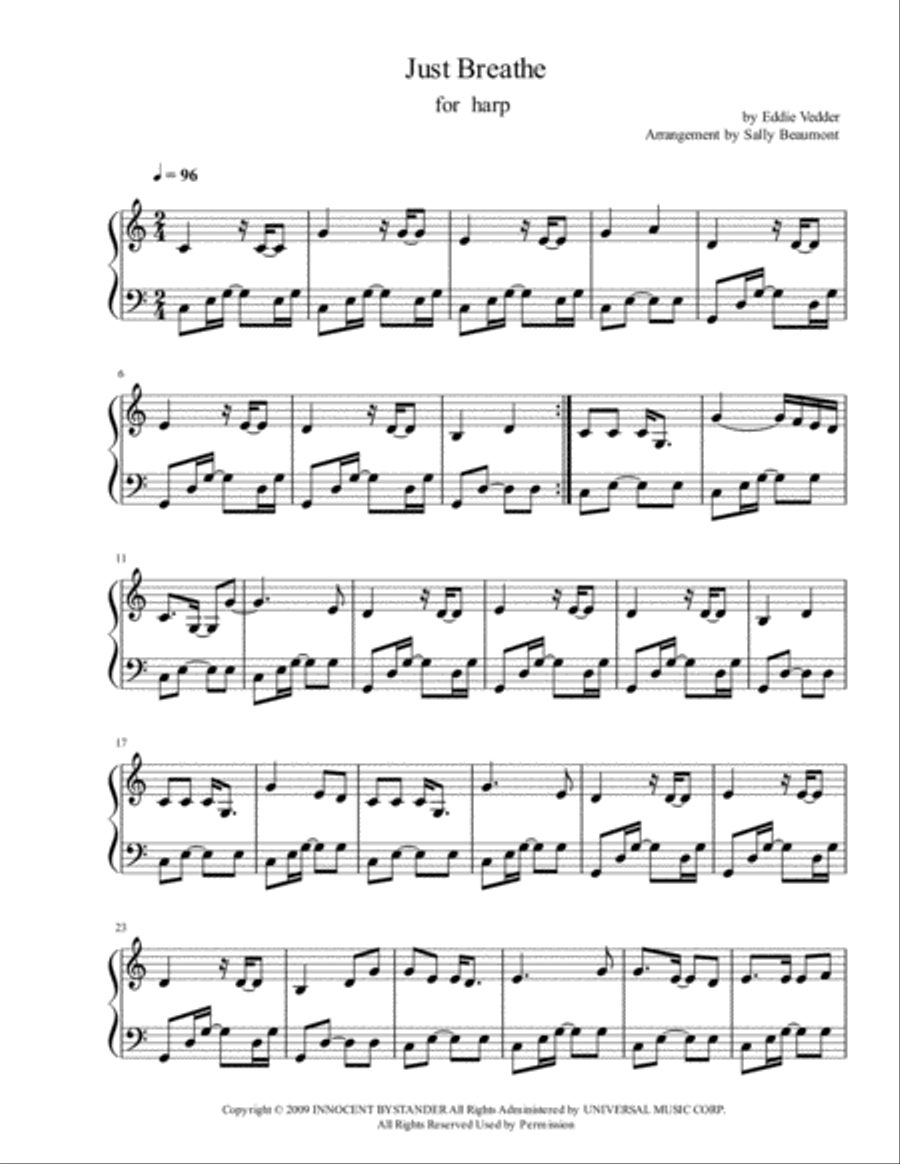 Just Breathe Harp scores gallery preview page 1