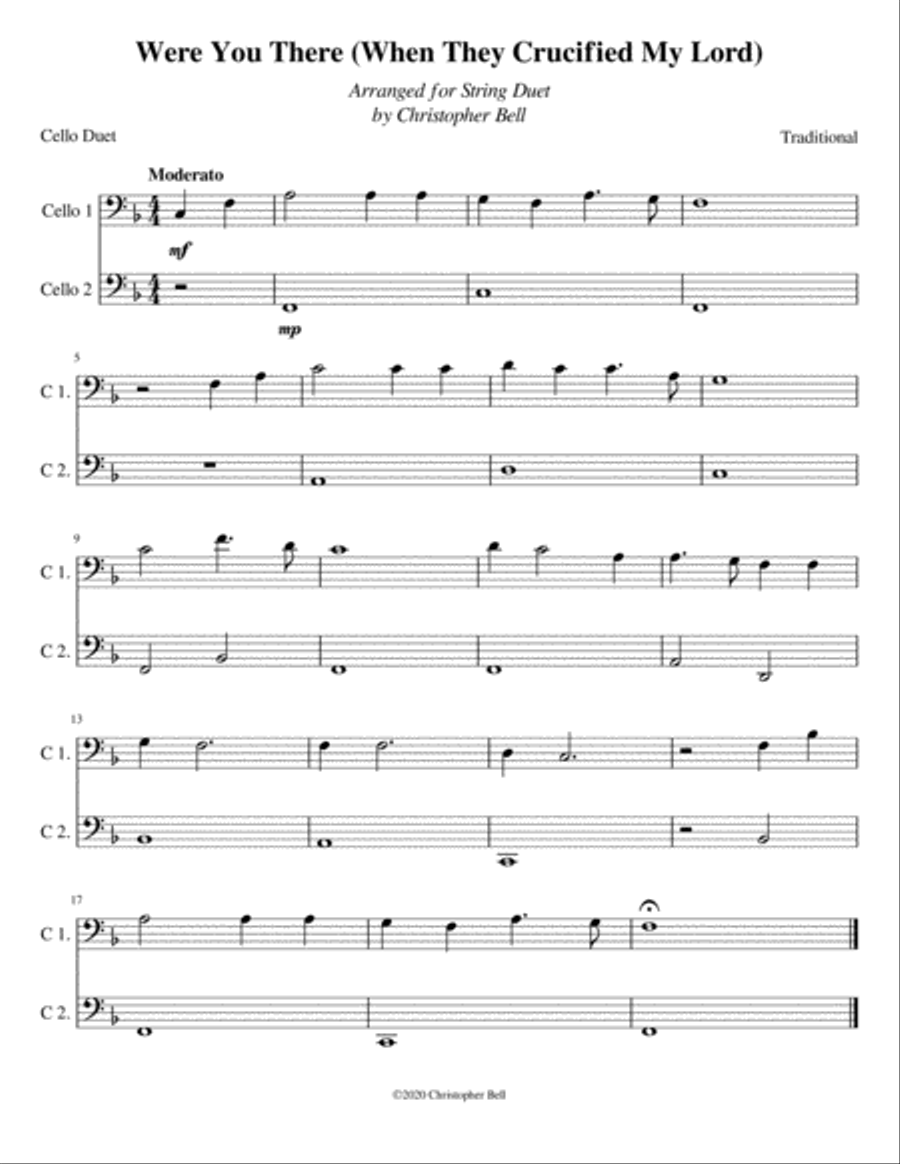 Were You There - Easy Cello Duet image number null