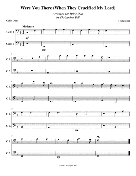 Were You There - Easy Cello Duet by Traditional Cello - Digital Sheet Music