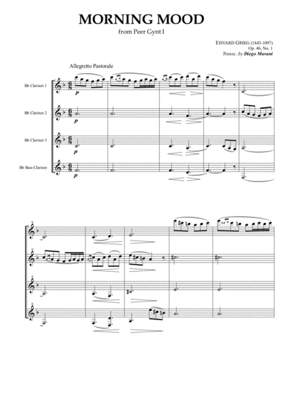 Peer Gynt Suite I for Clarinet Quartet image number null