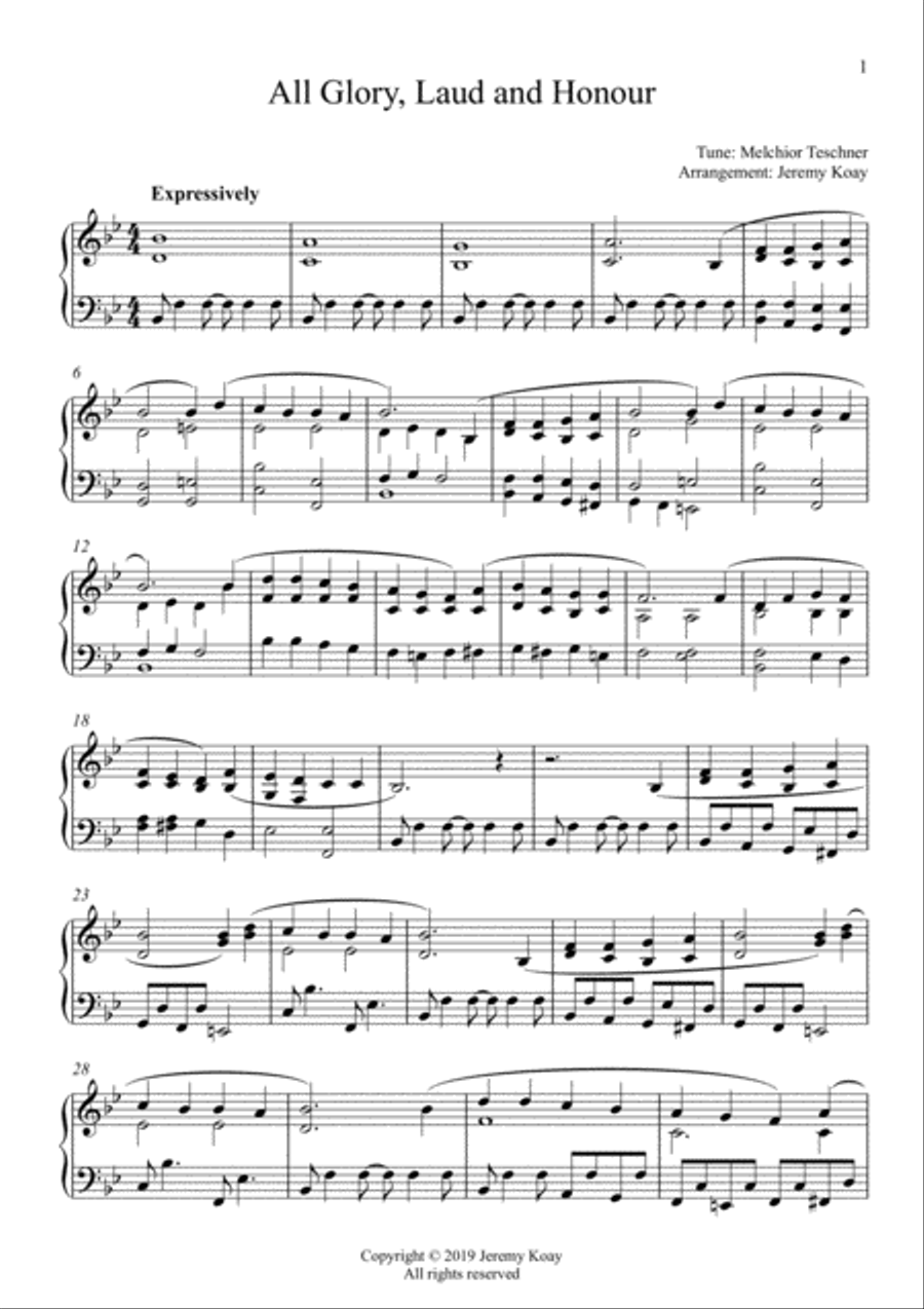 All Glory, Laud and Honour (Solo Piano) Piano Solo scores gallery preview page 2