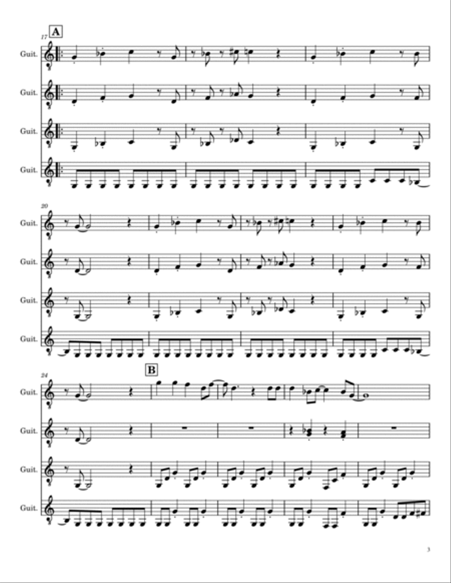 Smoke On The Water Smoke On The Water Guitar Ensemble scores gallery preview page 3