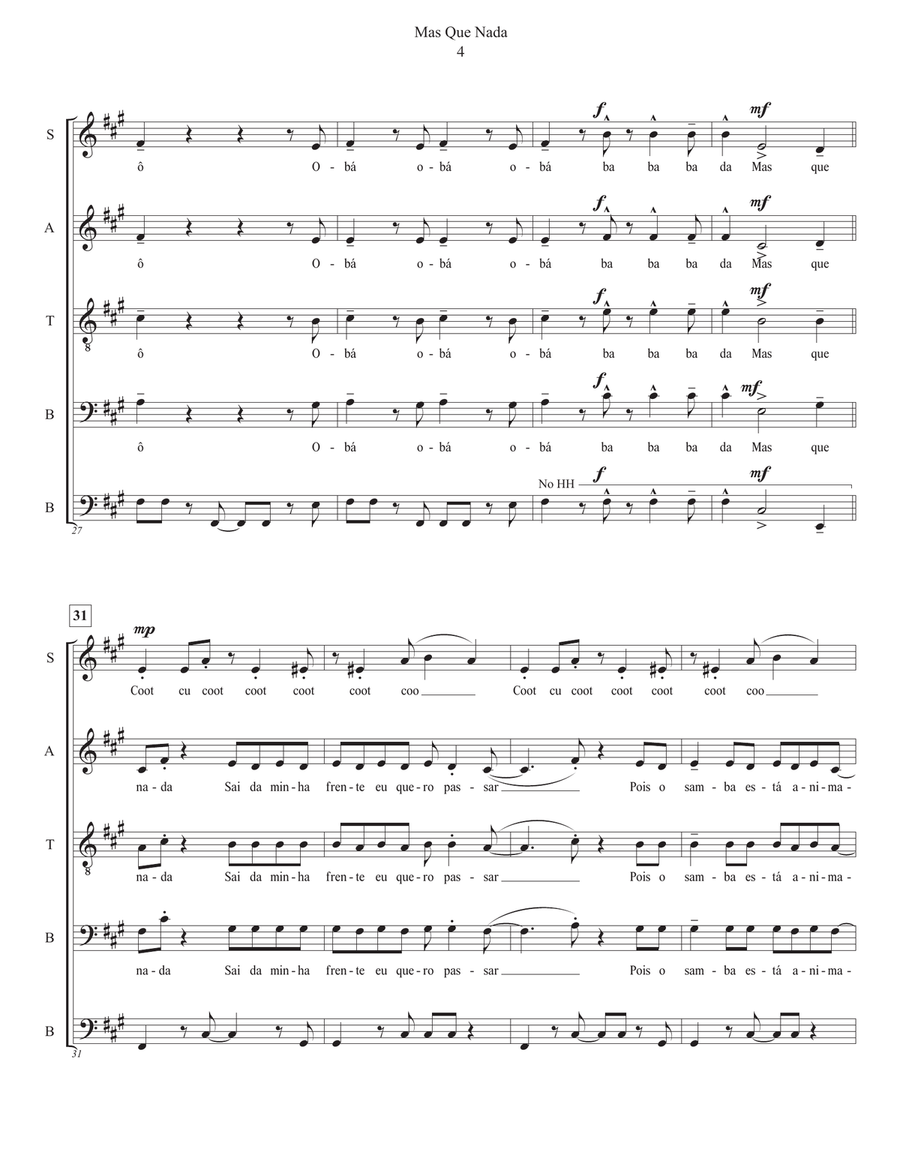 Mas Que Nada 4-Part scores gallery preview page 4