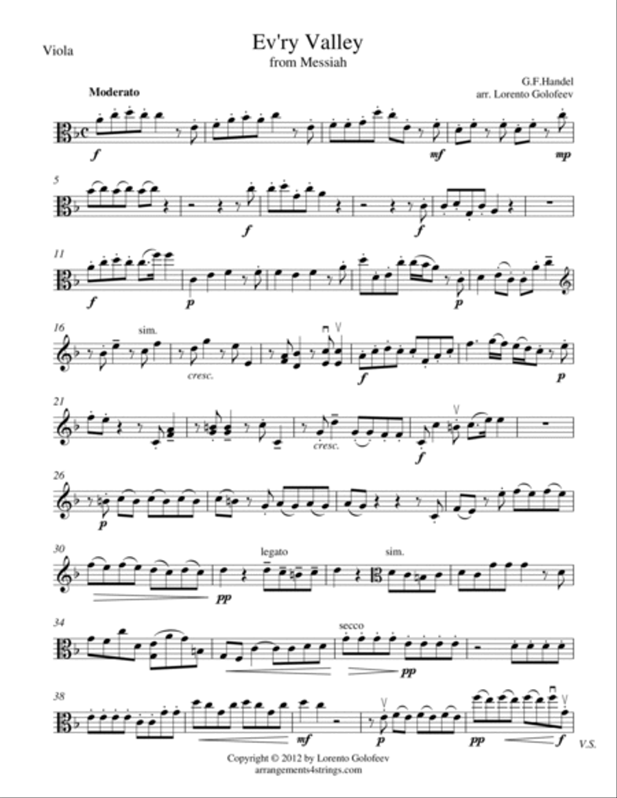Ev'ry Valley from Messiah String Quartet scores gallery preview page 5