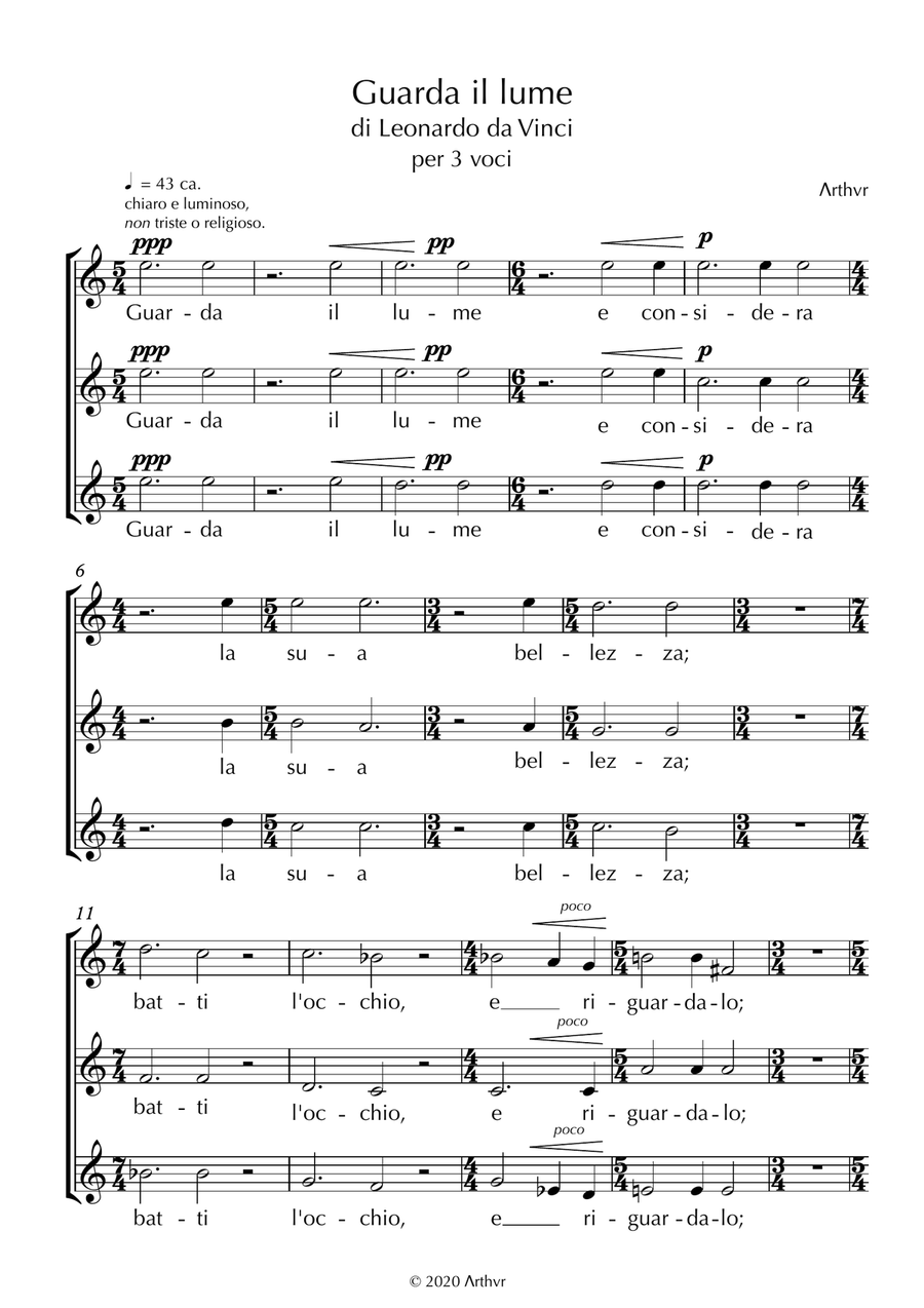 Guarda il lume A Cappella scores gallery preview page 1