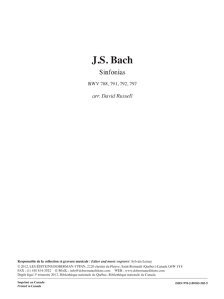 Book cover for Sinfonias BWV 788, 791, 792, 797