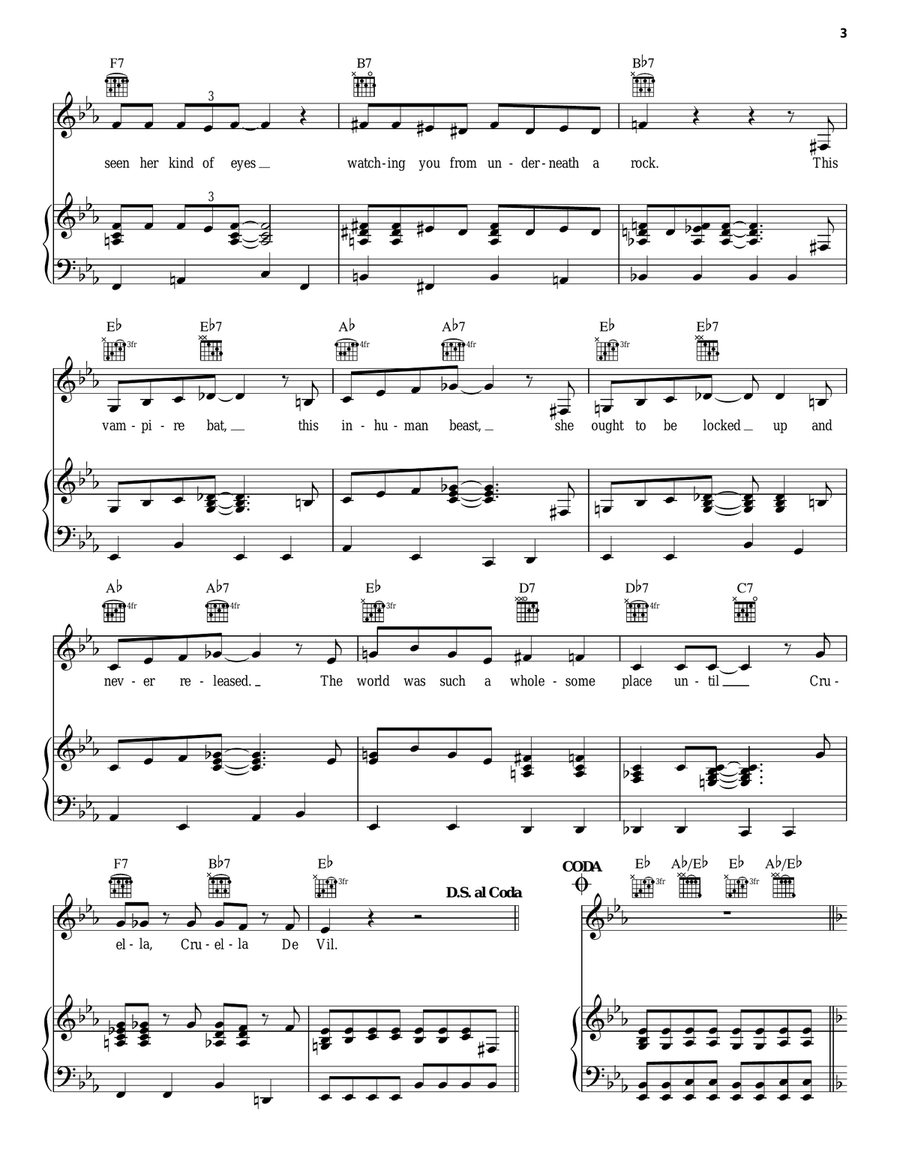 Cruella De Vil (from 101 Dalmations) Guitar scores gallery preview page 3