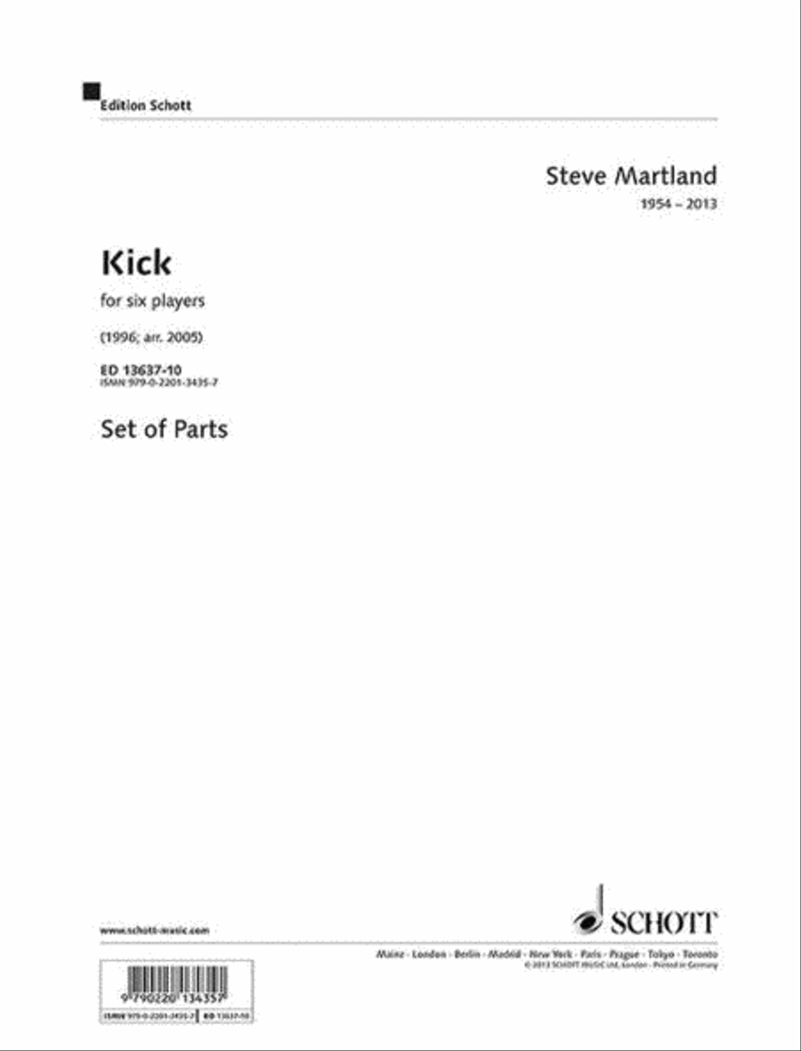 Kick For Six Players Set Of Parts (fl/bass Cl/perc/pno/vln/vc) Bass Clarinet scores gallery preview page 1