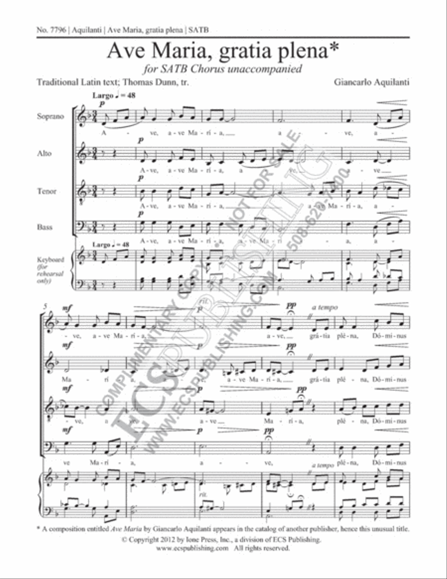 Ave Maria, gratia plena 4-Part scores gallery preview page 2