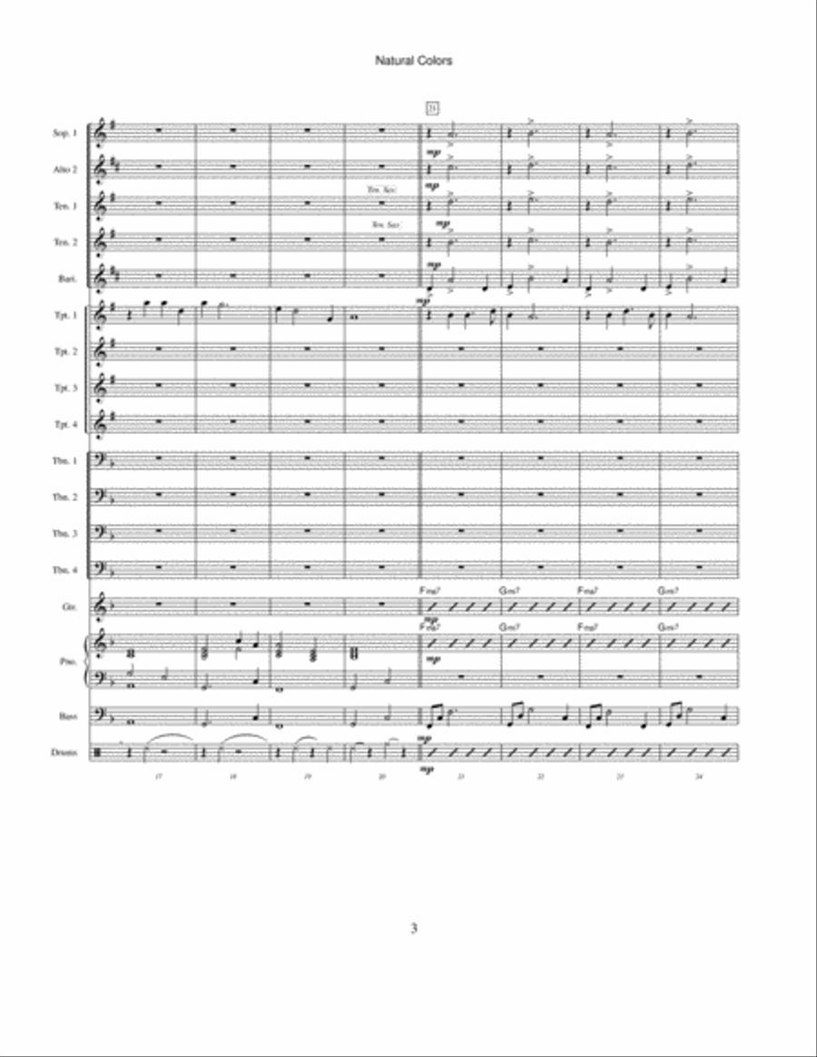 Natural Colors (original version) Jazz Ensemble scores gallery preview page 3