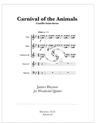 Book cover for The Carnival of the Animals for Woodwind Quintet