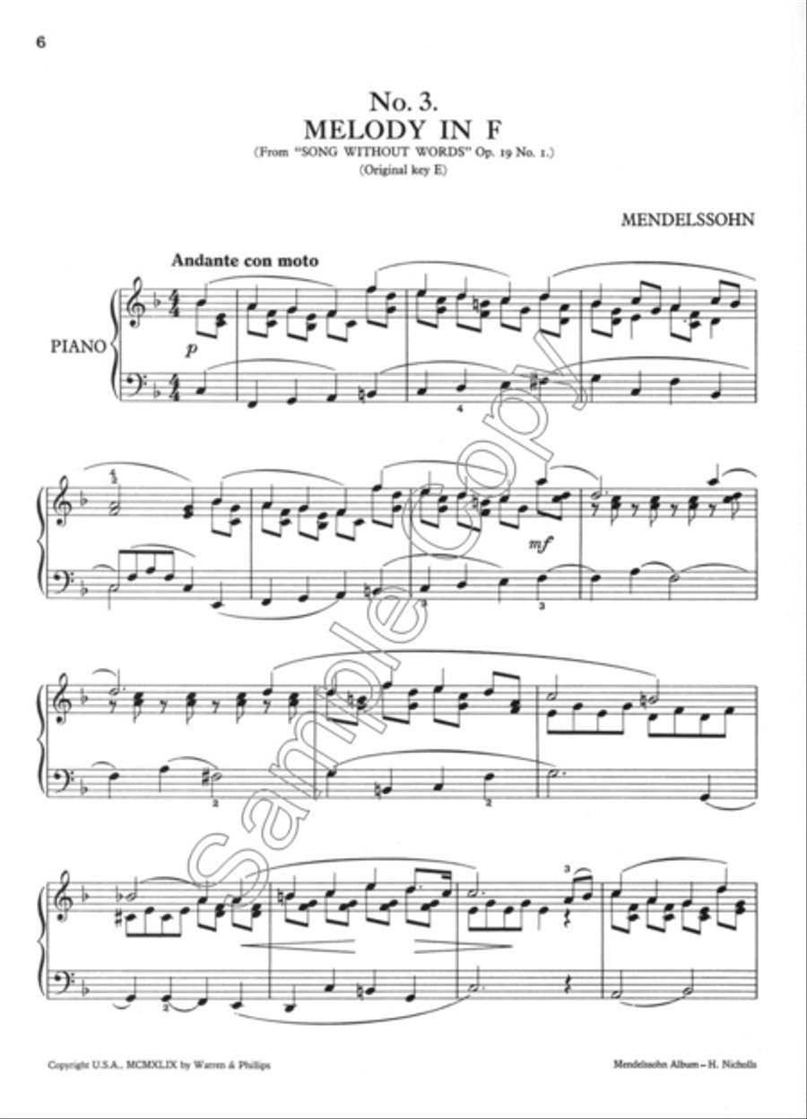 Mendelssohn - Silhouette Series Piano Solo scores gallery preview page 3