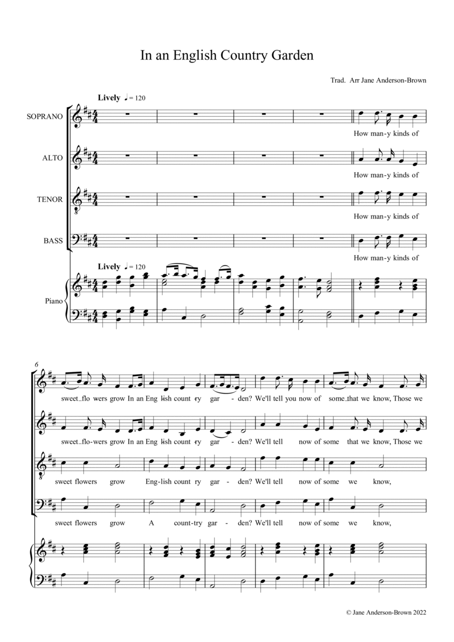 In an English Country Garden 4-Part scores gallery preview page 1