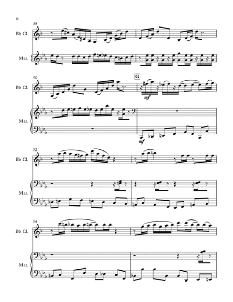 Tunisia for Clarinet and Bass Marimba Clarinet scores gallery preview page 6