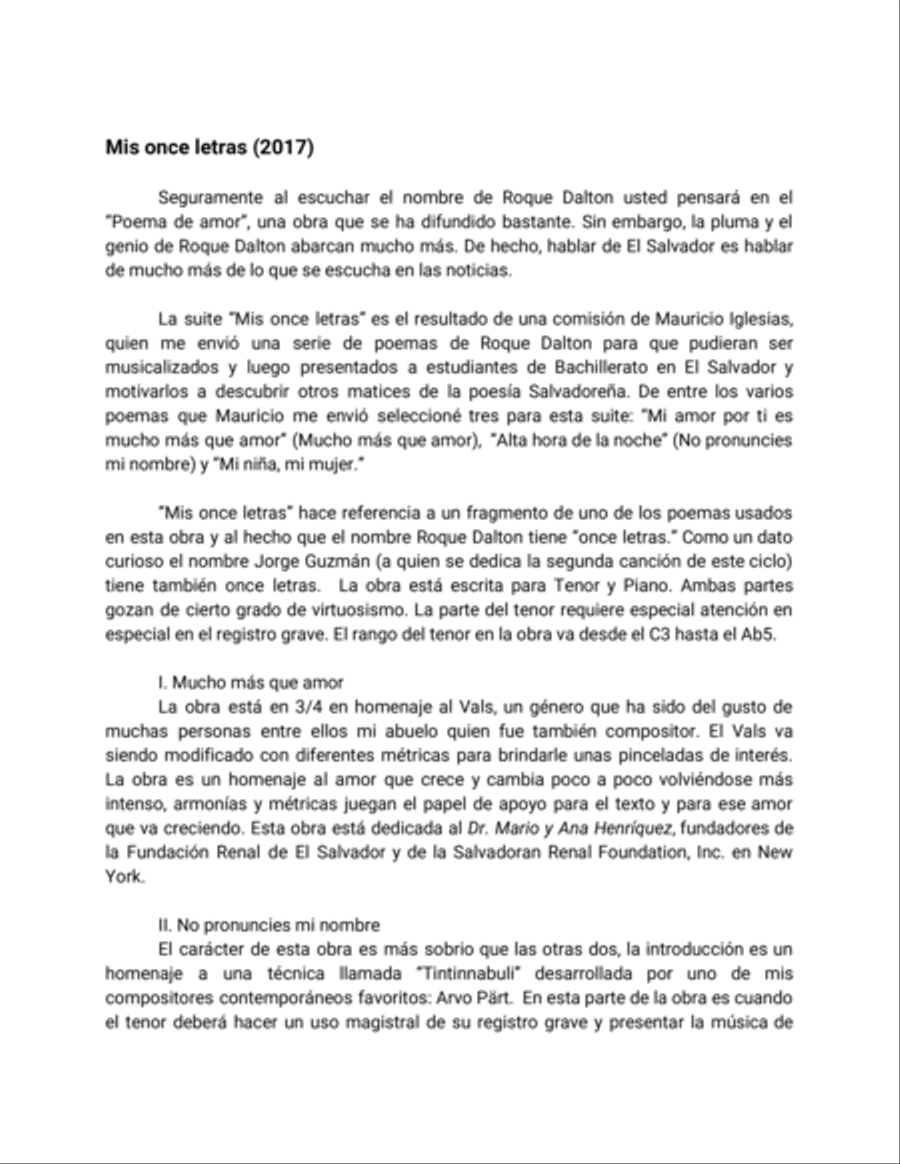 Mis Once Letras Tenor Voice scores gallery preview page 3