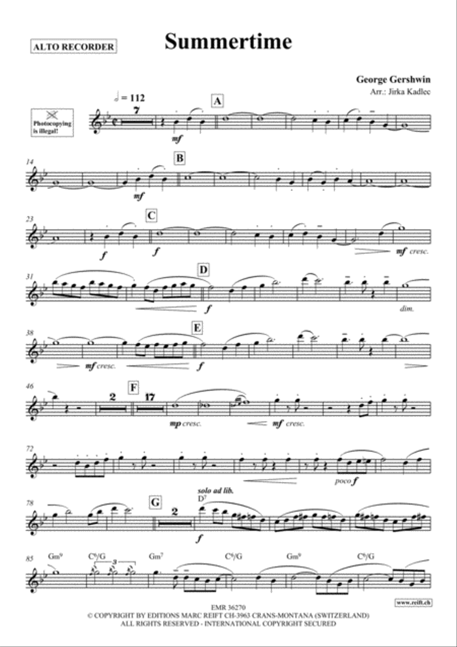 Summertime Alto Recorder scores gallery preview page 2