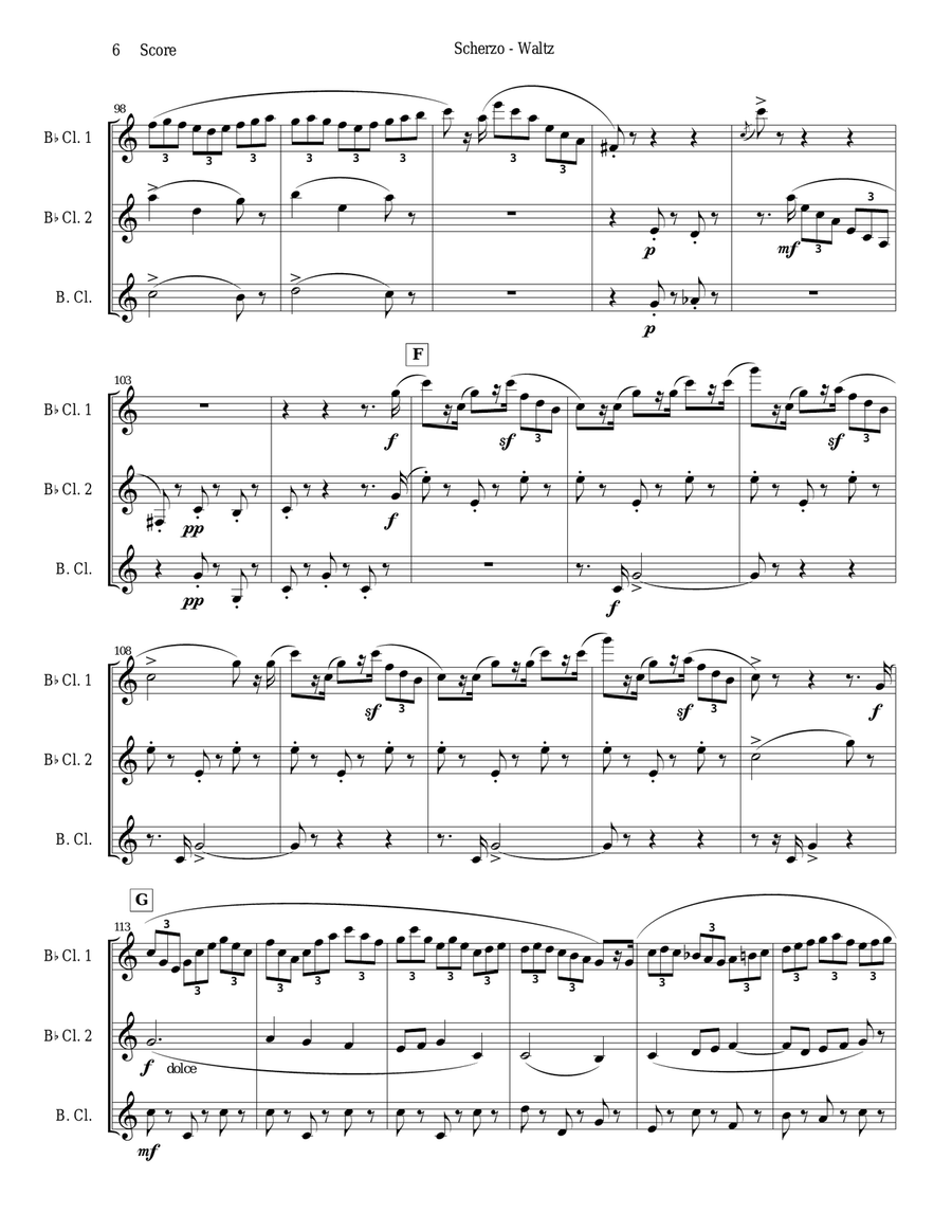 Chabrier - clarinet trio - Scherzo from Suite Pastorale Clarinet Trio scores gallery preview page 6