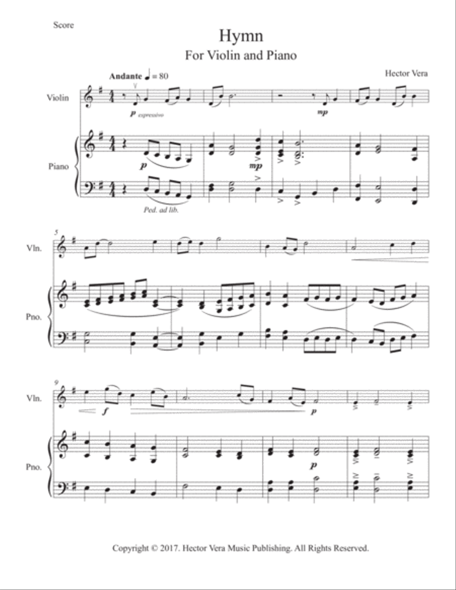 Hymn for Violin and Piano Violin Solo scores gallery preview page 2
