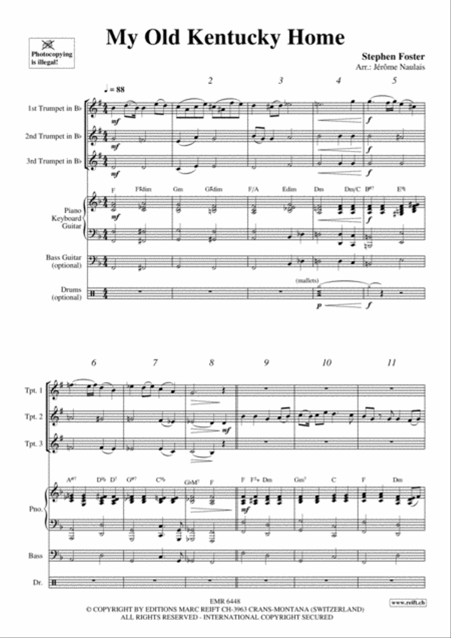 My Old Kentucky Home Trumpet Trio scores gallery preview page 3