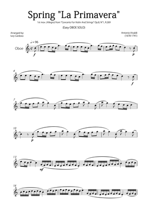 Book cover for "Spring" (La Primavera) by Vivaldi - Easy version for OBOE SOLO