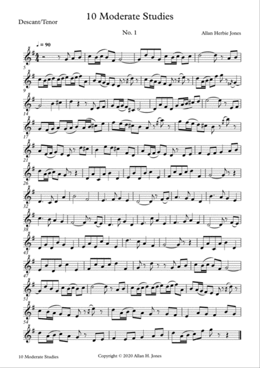 10 moderate Studies for Descant/Tenor Recorder Soprano Recorder scores gallery preview page 2