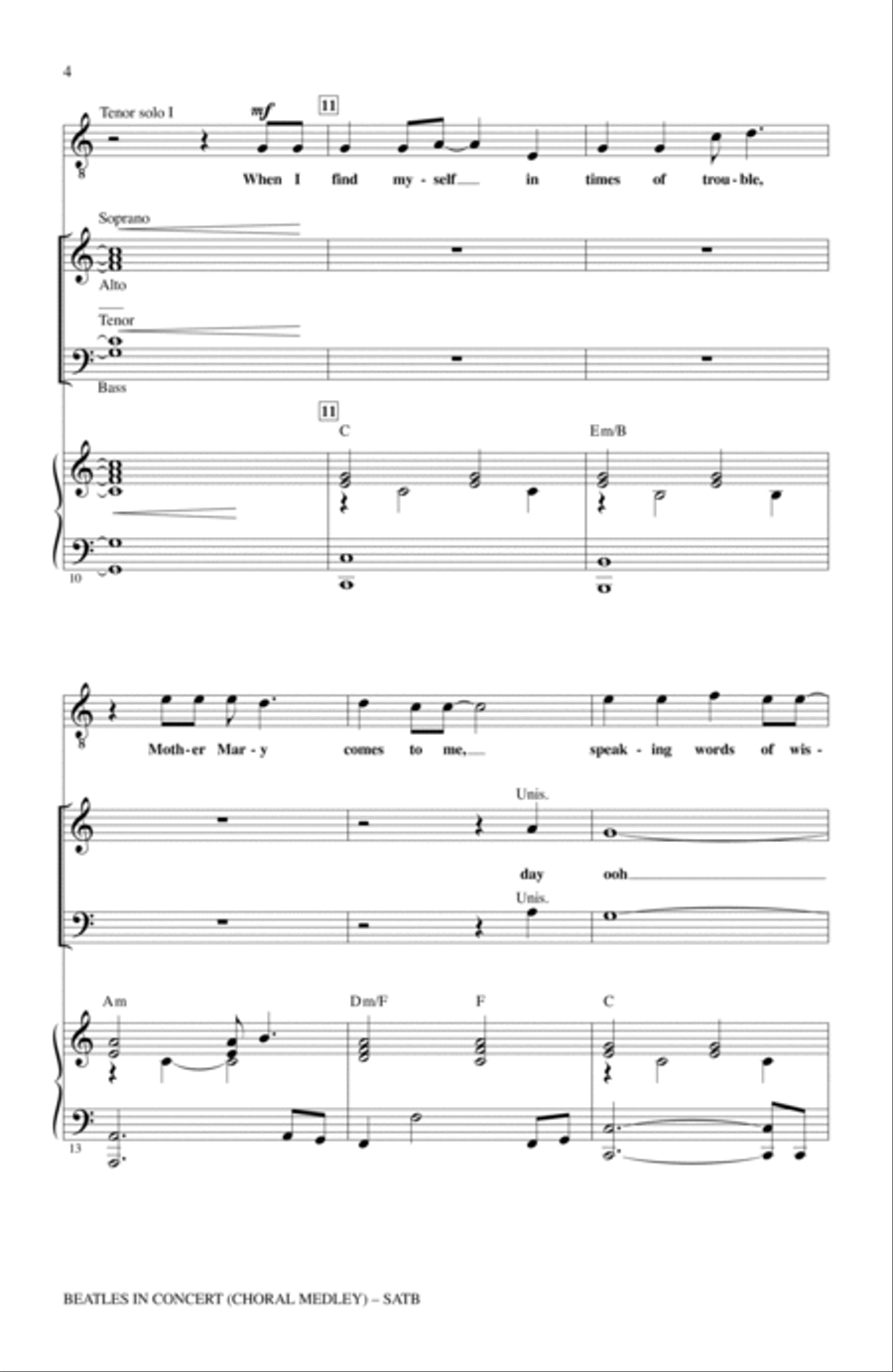 Beatles In Concert (Medley) 4-Part scores gallery preview page 2