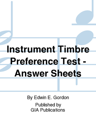 Instrument Timbre Preference Test - Answer Sheets