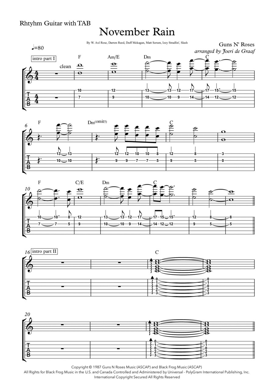 November Rain November Rain Electric Guitar scores gallery preview page 1
