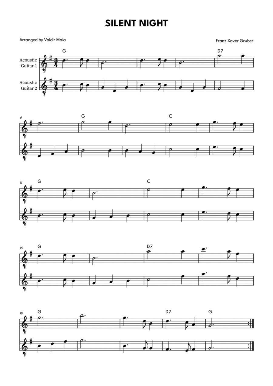 Silent Night - Acoustic Guitar Duet Acoustic Guitar scores gallery preview page 1