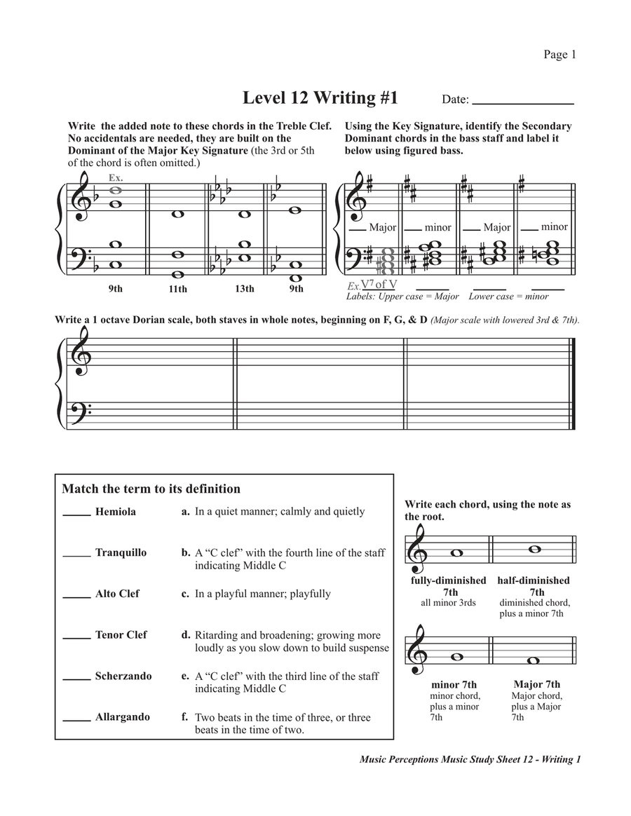 Music Study Sheets Level 12 2014 edition Piano Method scores gallery preview page 4