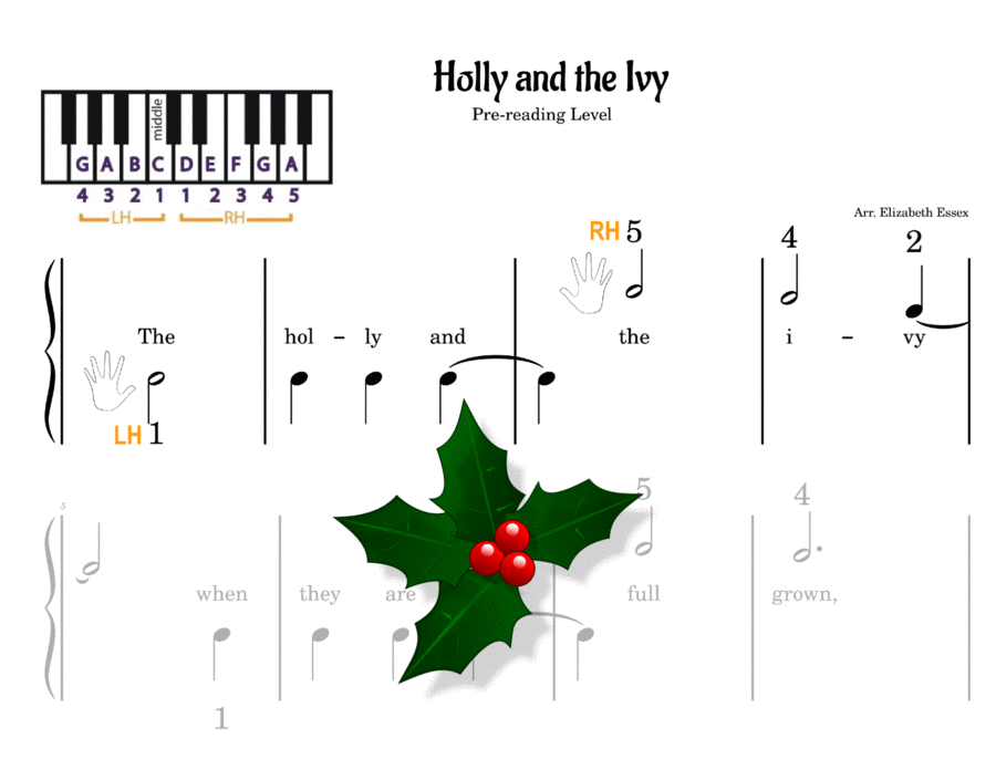 The Holly and The Ivy - Pre-staff Finger Number Notation image number null