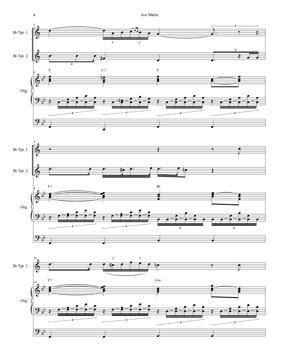 Ave Maria (Duet for Bb-Trumpet - Organ Accompaniment) Ave Maria (Duet for Bb-Trumpet - Organ Accompaniment) Trumpet Duet scores gallery preview page 5