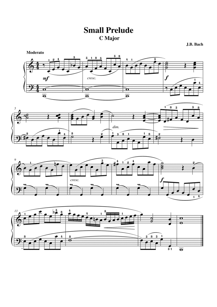 Bach Small Prelude in C Major BWV 939