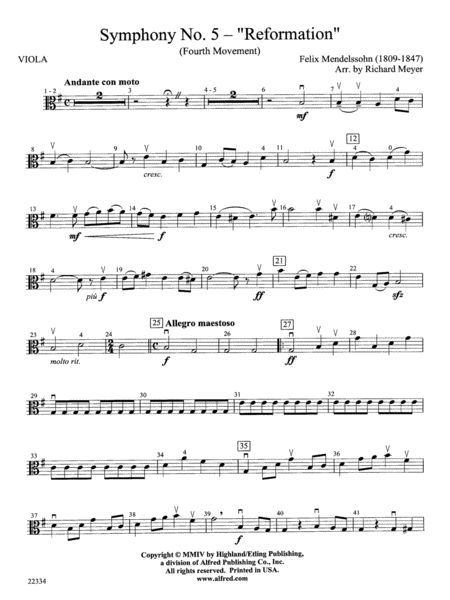 Symphony No. 5 "Reformation" (4th Movement): Viola