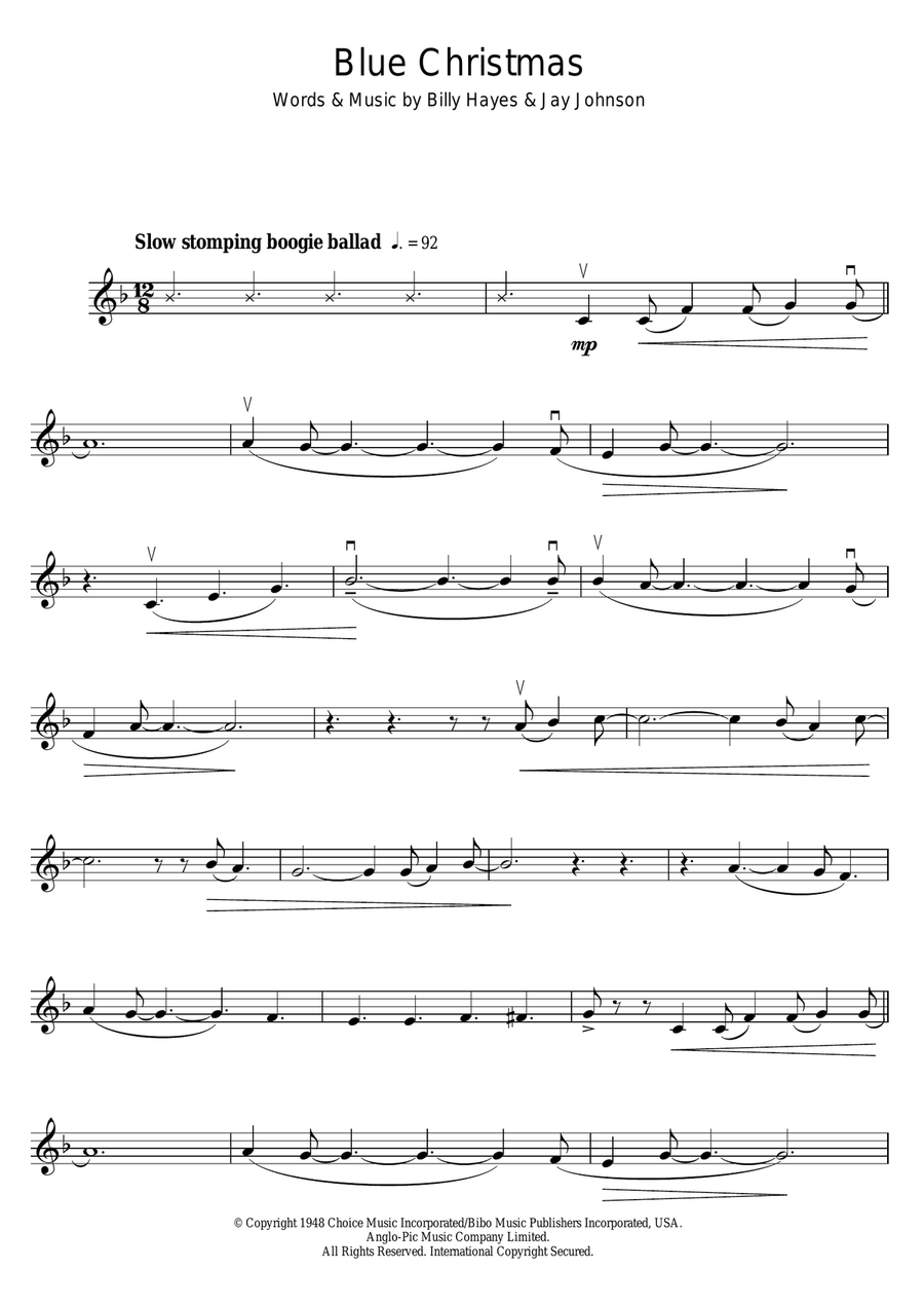 Blue Christmas Blue Christmas Violin Solo scores gallery preview page 1