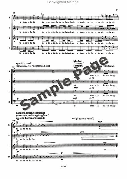 Ziles Zina: The Tomtit's Message Choral Score Ssaattbblatvian Language