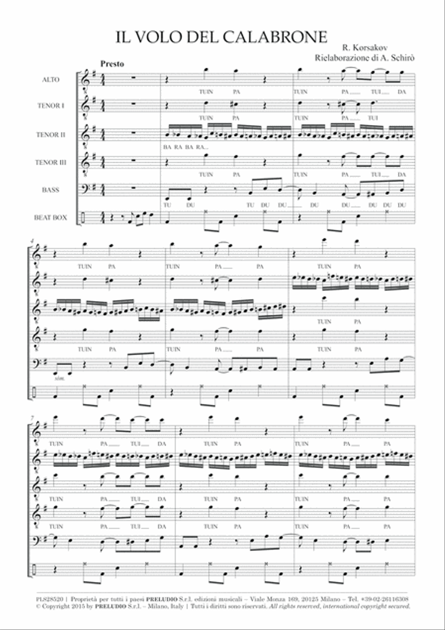 The flight of the bumblebee (A Cappella Funky) 4-Part scores gallery preview page 4