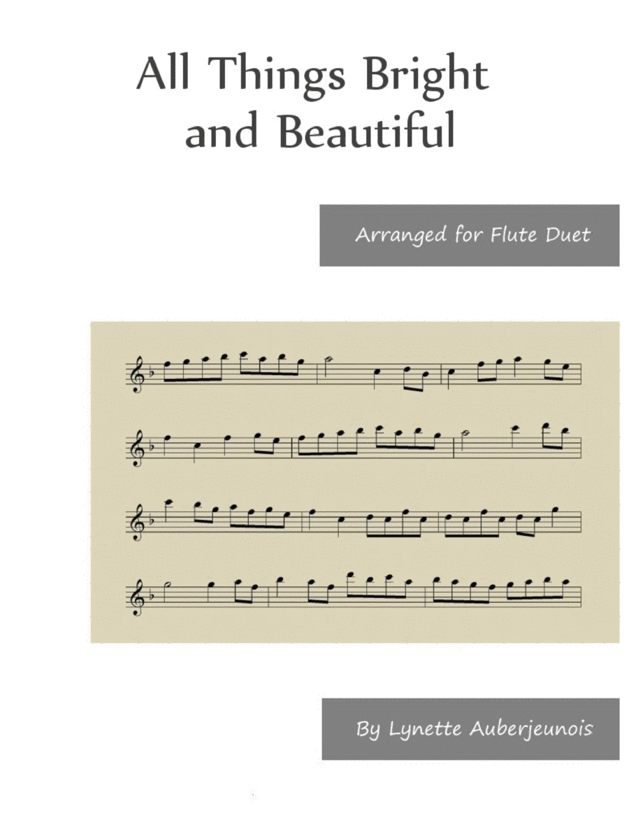 All Things Bright and Beautiful - Flute Duet image number null