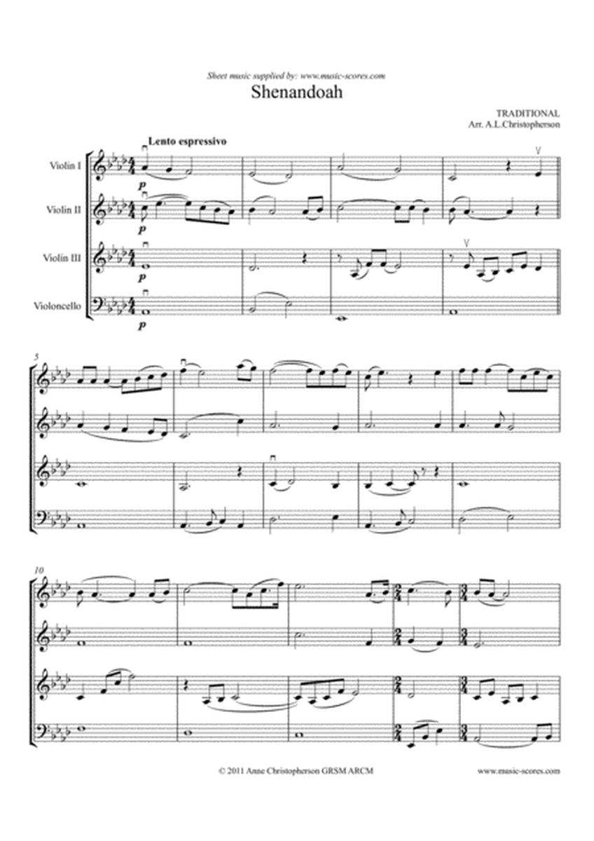 Shenandoah - 3 Violins and Cello image number null