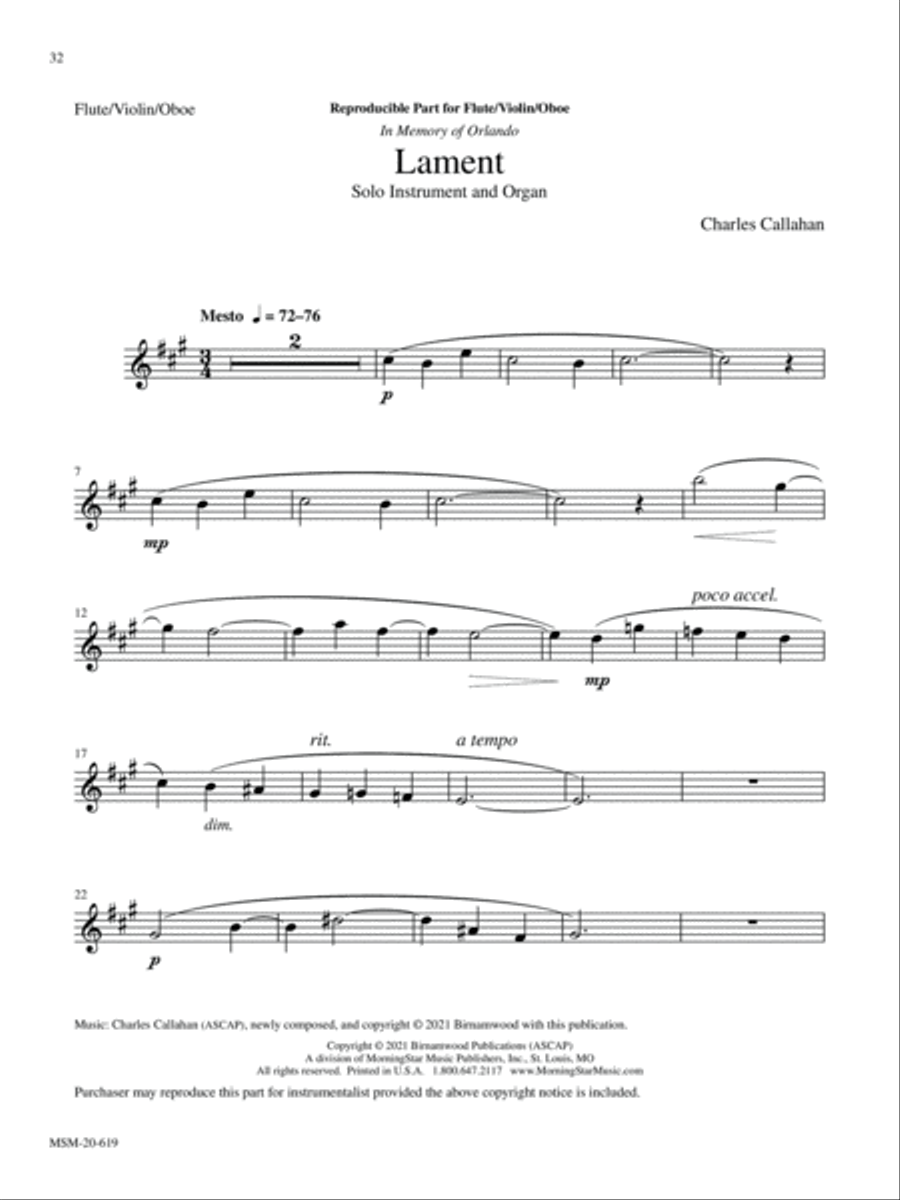 Lament (Organ Accompaniment Version) Organ scores gallery preview page 5