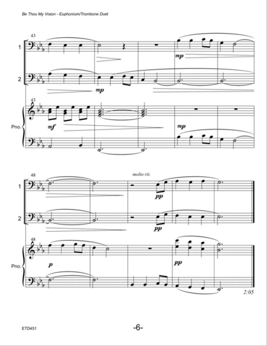 BE THOU MY VISION - TROMBONE/EUPHONIUM DUET with Piano Accompaniment Brass Duet scores gallery preview page 6