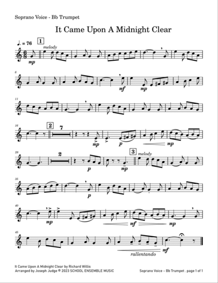 It Came Upon A Midnight Clear for Brass Quartet in Schools Brass Quartet scores gallery preview page 5