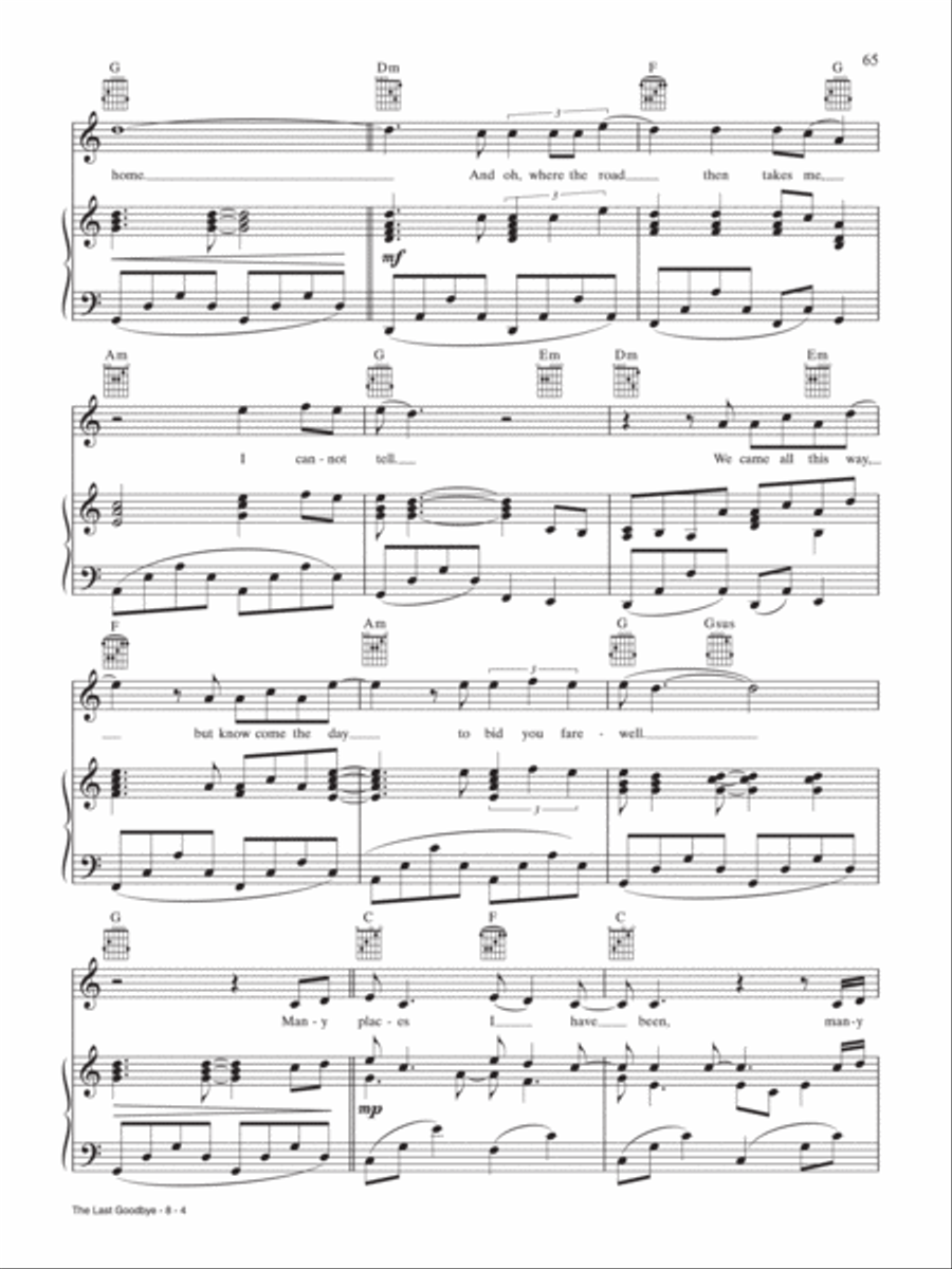 The Last Goodbye (from The Hobbit: The Battle of Five Armies) Piano, Vocal, Guitar scores gallery preview page 4
