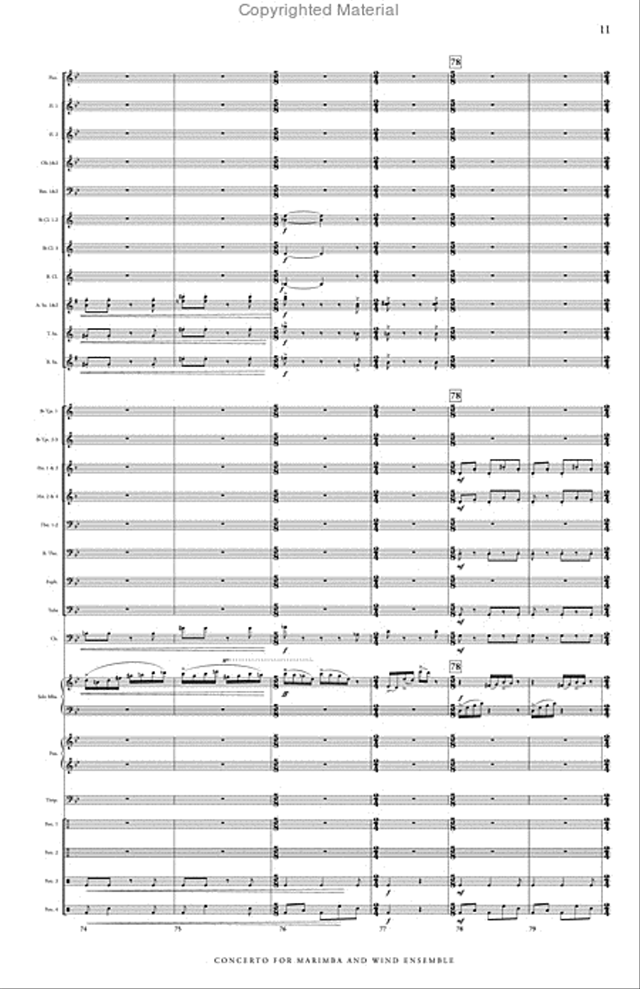 Concerto No. 2 for Marimba & Wind Ensemble Concert Band scores gallery preview page 12