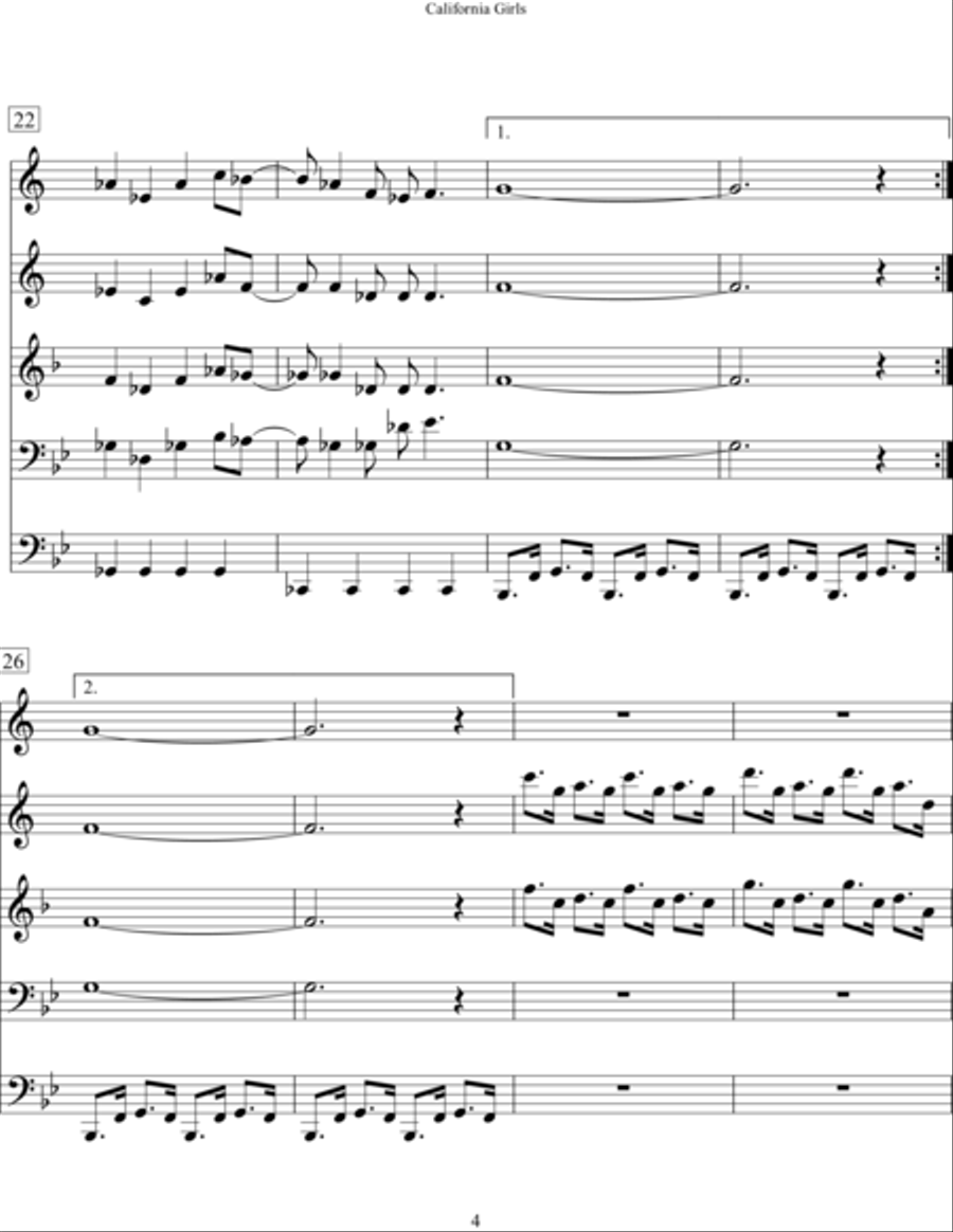 California Girls California Girls Brass Ensemble scores gallery preview page 4