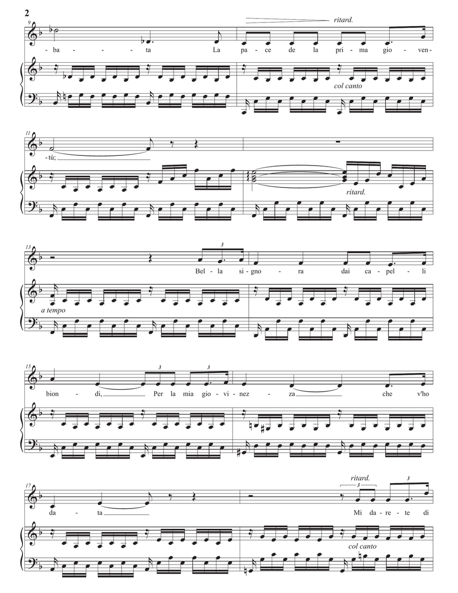 DENZA: Occhi di fata (transposed to F major) Piano, Vocal scores gallery preview page 3
