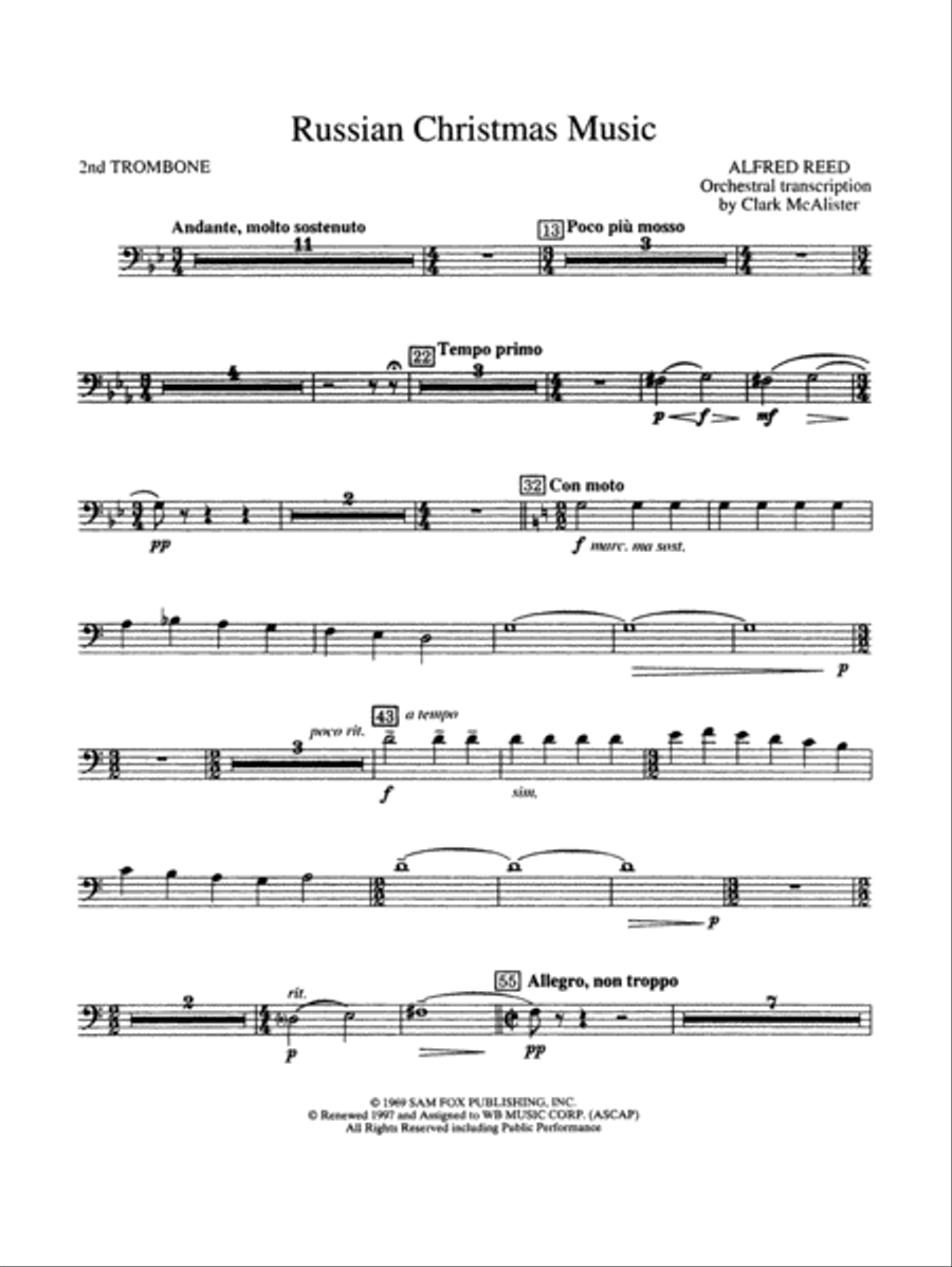 Russian Christmas Music: 2nd Trombone Full Orchestra scores gallery preview page 1