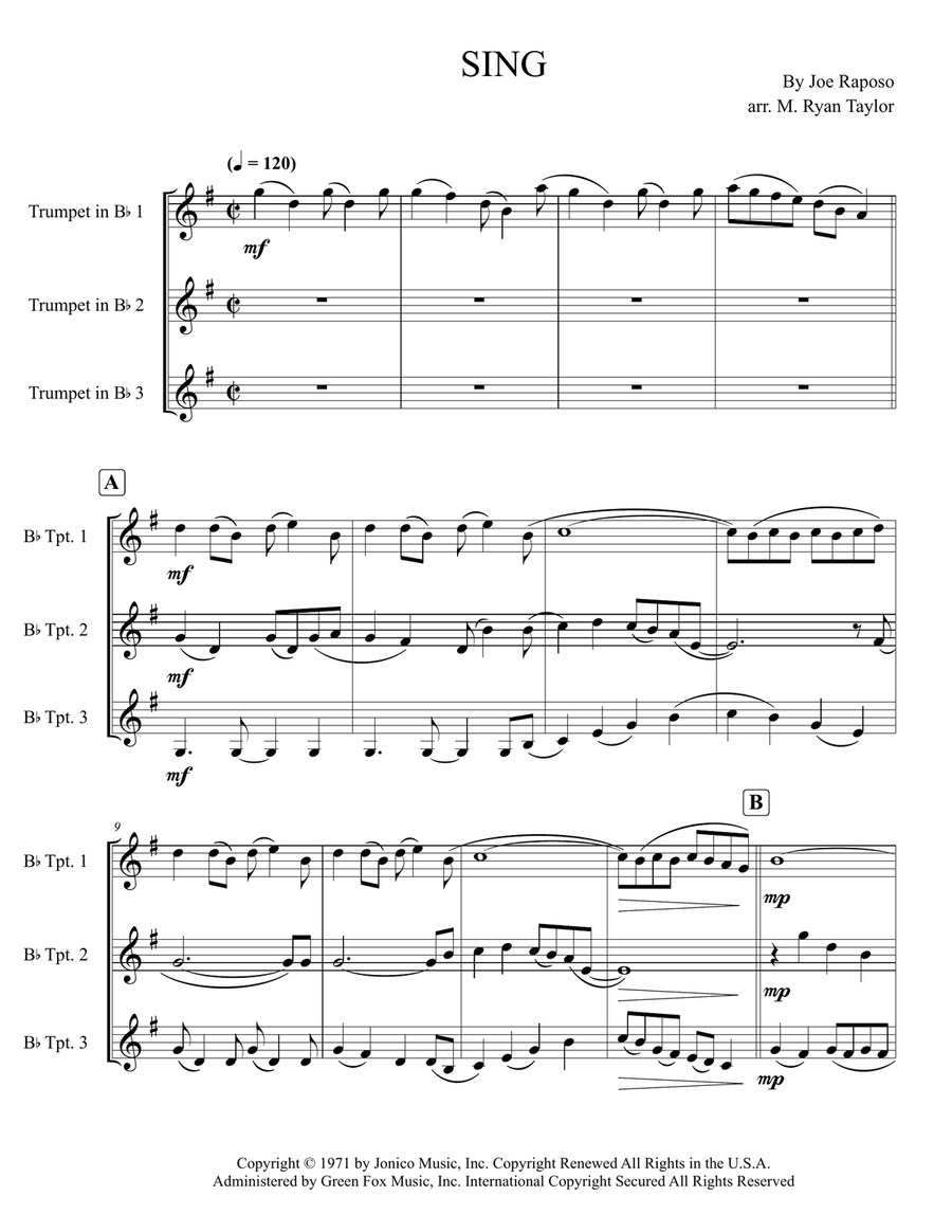 Sing Brass Ensemble scores gallery preview page 1