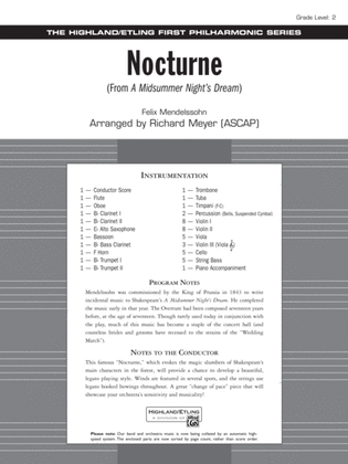 Book cover for Nocturne (from A Midsummer Night's Dream): Score